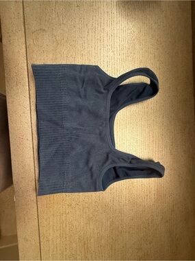 Ribbed Blue Cropped Tank Top